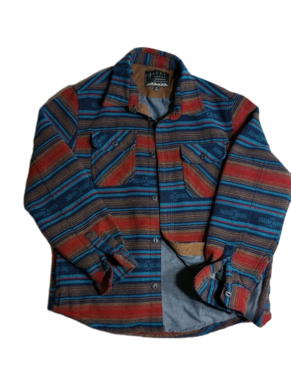 JACHS New York Jacket Men's Southwest Heavyweight Wool Blend Stripe Coat Aztec